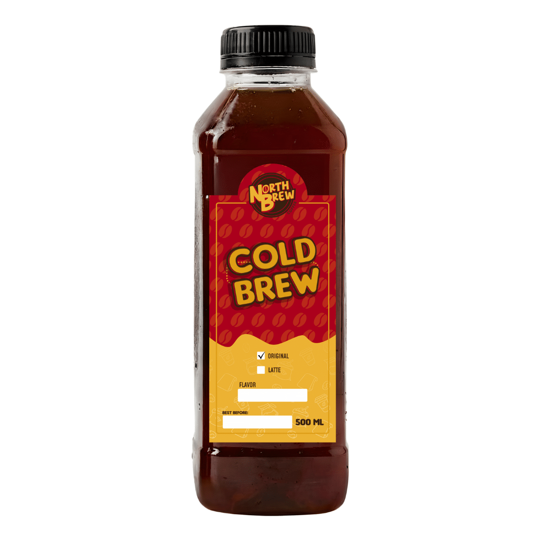 A 500ml plastic bottle of North Brew original black cold brew coffee.